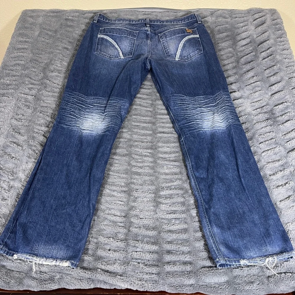 Joes Jeans Rebel Mens 38 Relaxed Straight Leg Dark Wash Distressed Denim AP483